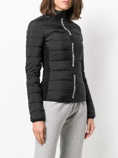 Shop Paco Rabanne Zipped Padded Jacket - Black