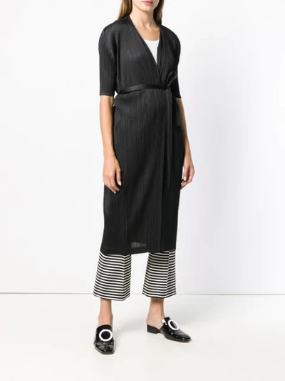 Shop Issey Miyake Pleats Please By  Pleated Belted Coat - Black