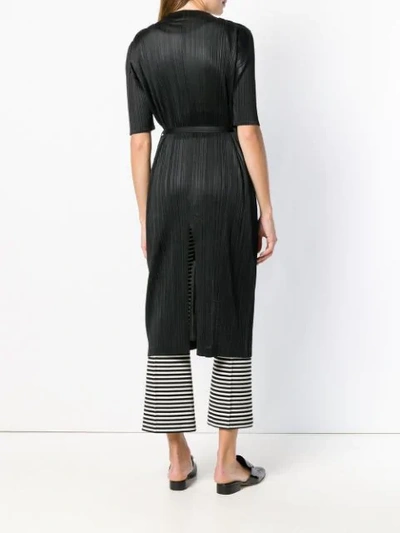 Shop Issey Miyake Pleats Please By  Pleated Belted Coat - Black