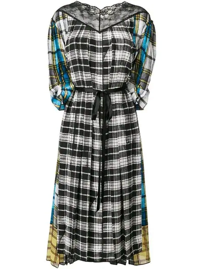 Shop Marc Jacobs Contrast Panel Check Dress In 101 White Multi