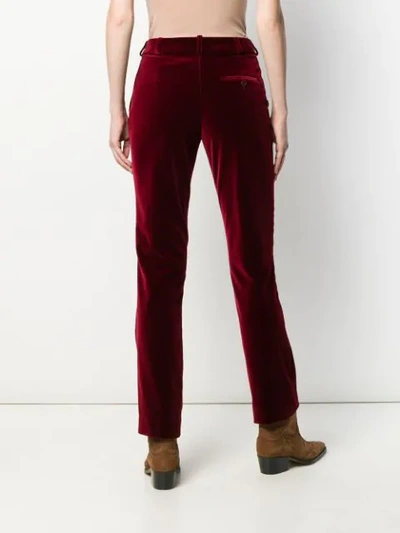 Shop Etro Plain Velvet Trousers In Red