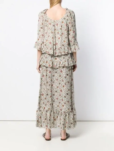 Shop Tory Burch Floral Print Maxi Dress In Neutrals