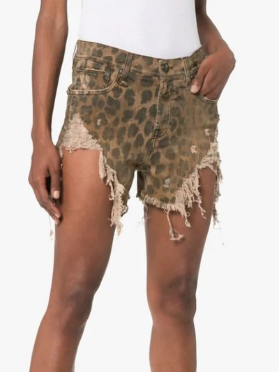 Shop R13 Leopard-print Distressed Shorts In Brown