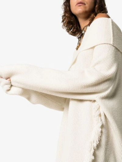 Shop Stella Mccartney Off- The-shoulder Fringe Sweater - White