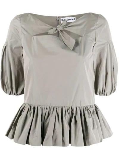 Shop Molly Goddard Knot Detail Blouse In Grey