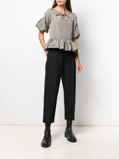 Shop Molly Goddard Knot Detail Blouse In Grey