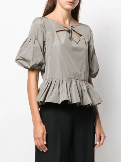 Shop Molly Goddard Knot Detail Blouse In Grey
