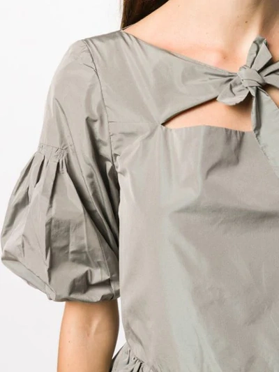 Shop Molly Goddard Knot Detail Blouse In Grey