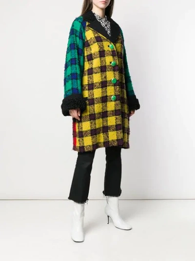 Pre-owned Versace 1990's Oversized Checked Coat In Yellow