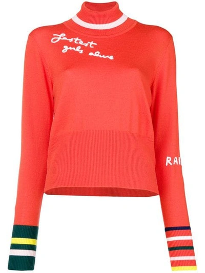 Shop Mira Mikati Fine Knit Embroidered Sweater In Orange