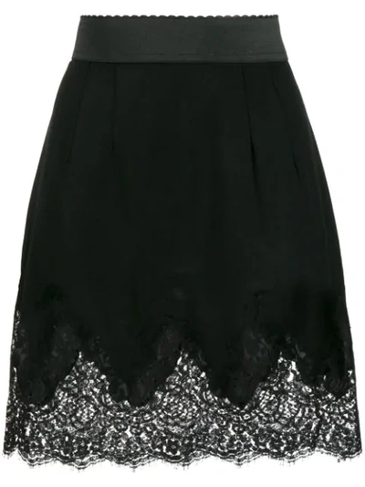 Shop Dolce & Gabbana Lace Skirt In Black