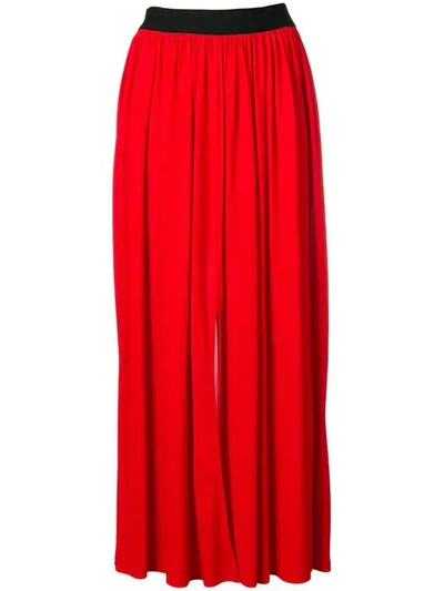 Shop Msgm Flared Midi Skirt In Red