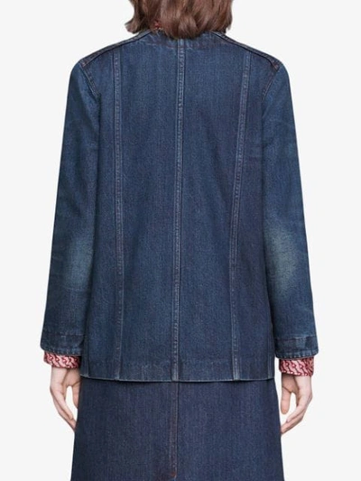 Shop Gucci Oversized Denim Jacket In Blue