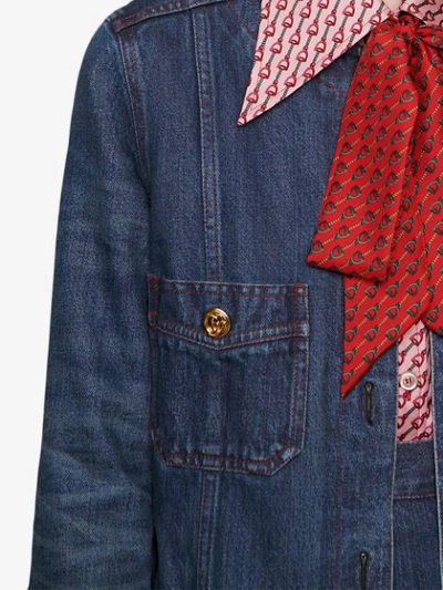 Shop Gucci Oversized Denim Jacket In Blue