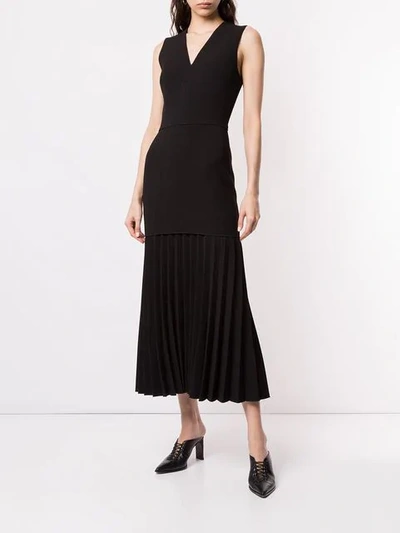 Shop Dion Lee Linear Pleat Dress In Black