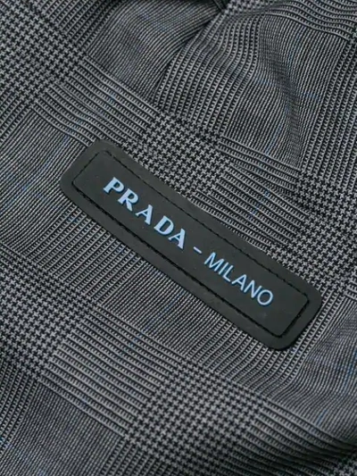 Shop Prada Prince Of Wales Flared Trousers In Grey