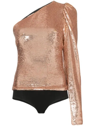 Shop Alexandre Vauthier One-shoulder Sequin Body In Pink