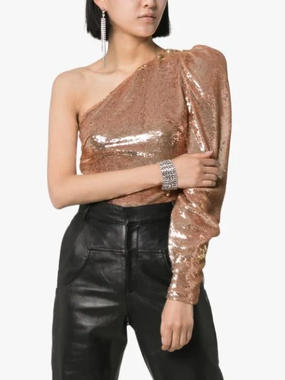 Shop Alexandre Vauthier One-shoulder Sequin Body In Pink