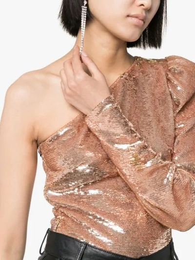 Shop Alexandre Vauthier One-shoulder Sequin Body In Pink