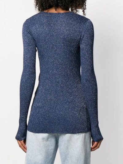Shop Stella Mccartney Glitter V-neck Sweater In Blue