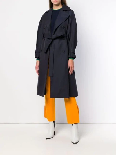 Shop Enföld Oversized Belted Coat In Blue