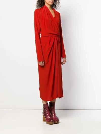 Shop Rick Owens Asymmetric Wrap Dress In Red