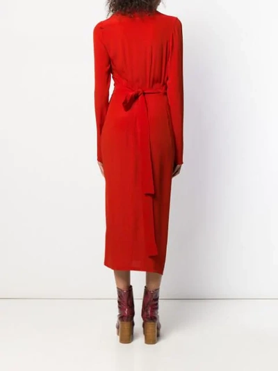 Shop Rick Owens Asymmetric Wrap Dress In Red