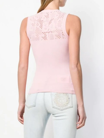 Shop Versace Perforated Panel Tank Top In Pink