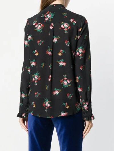 Shop Pinko Floral Print Bow Tie Shirt In Black