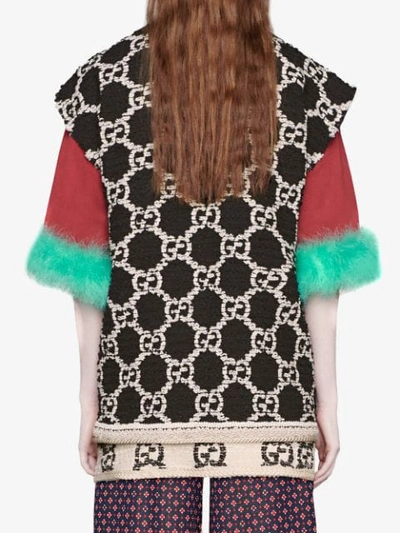 Shop Gucci Gg Tweed Sleeveless Vest In Black