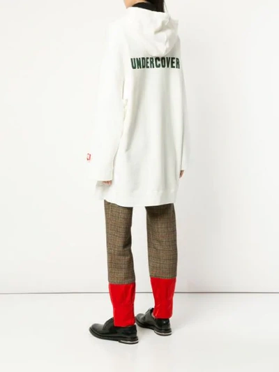 Shop Undercover Long Hooded Sweatshirt In White