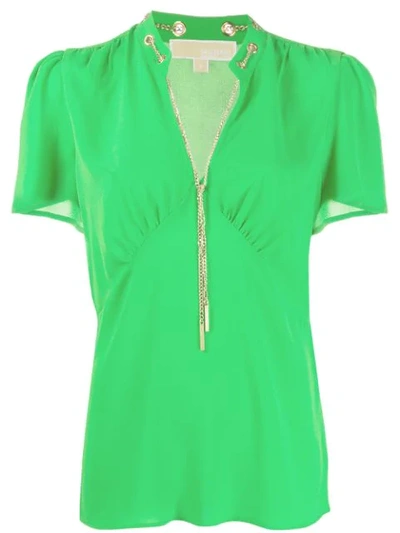 Shop Michael Michael Kors Chain Embellished Blouse In Green