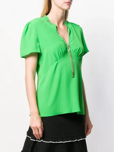 Shop Michael Michael Kors Chain Embellished Blouse In Green