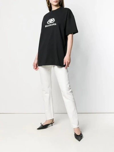 Shop Balenciaga Oversized Bb T-shirt In Black