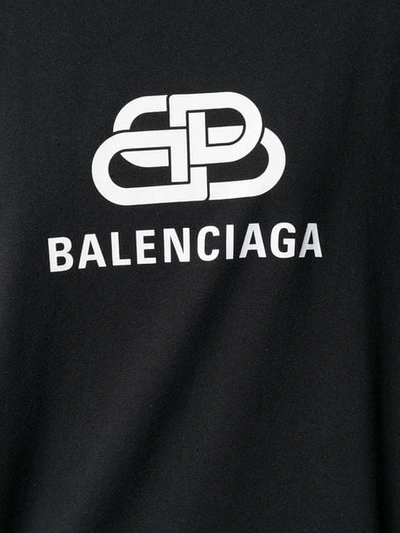 Shop Balenciaga Oversized Bb T-shirt In Black