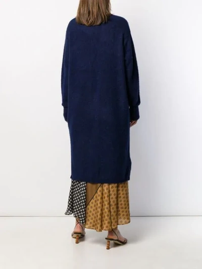 Shop Mes Demoiselles Relaxed Long Cardigan In Blue