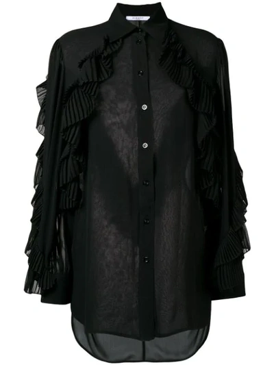 Shop Givenchy Ruffled Style Transparent Blouse In Black
