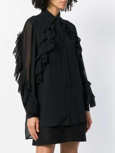 Shop Givenchy Ruffled Style Transparent Blouse In Black