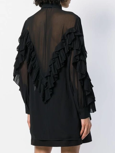Shop Givenchy Ruffled Style Transparent Blouse In Black