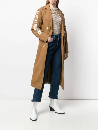 Shop Pinko Belted Trench Coat In Brown