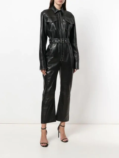 Shop Manokhi Leather Utility Jumpsuit In Black