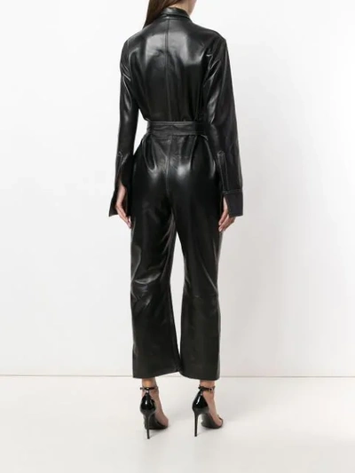 Shop Manokhi Leather Utility Jumpsuit In Black