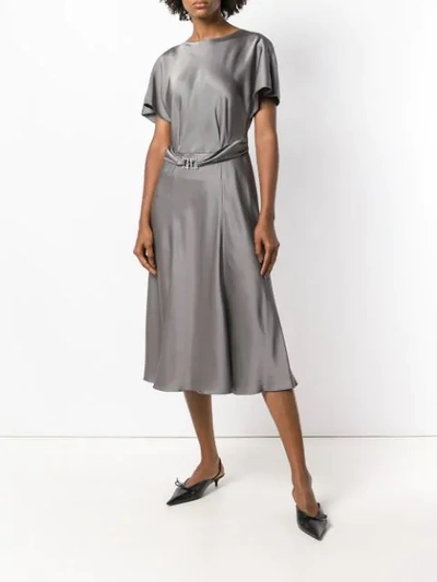 Shop Alberta Ferretti Wrap Back Midi Dress In Grey
