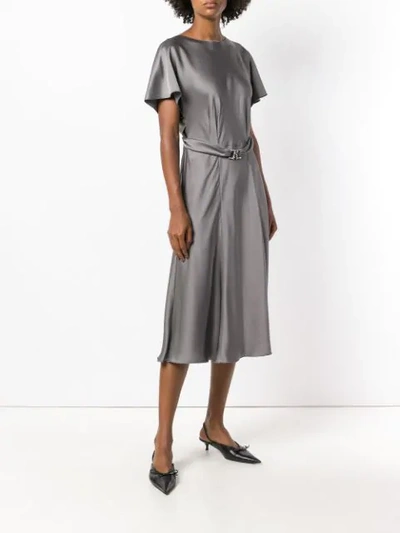 Shop Alberta Ferretti Wrap Back Midi Dress In Grey