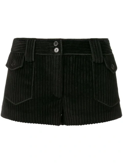 Shop Saint Laurent Vintage Corduroy Micro Shorts In Black
