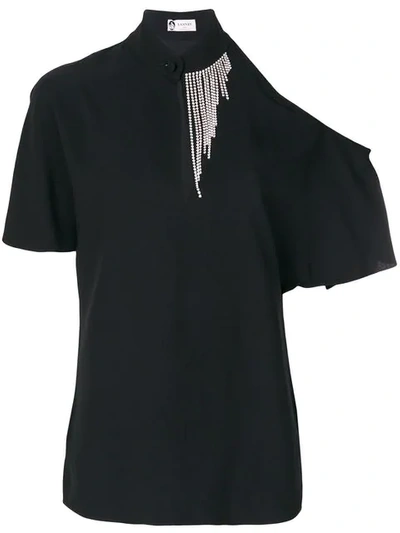 Shop Lanvin Crystal-embellished Crepe Top In Black
