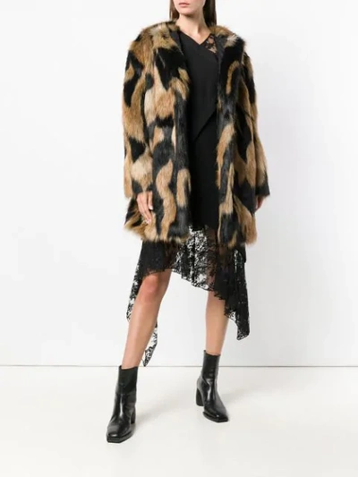 Shop Givenchy Spotted Furry Coat In Neutrals