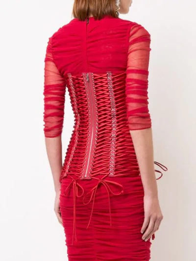 Shop Dolce & Gabbana Woven Bustier Top In Red
