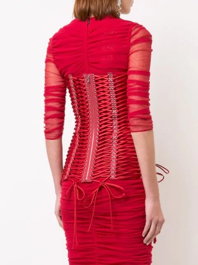 Dolce & Gabbana Woven Bustier Top In Red