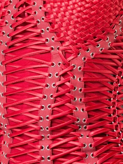 Dolce & Gabbana Woven Bustier Top In Red